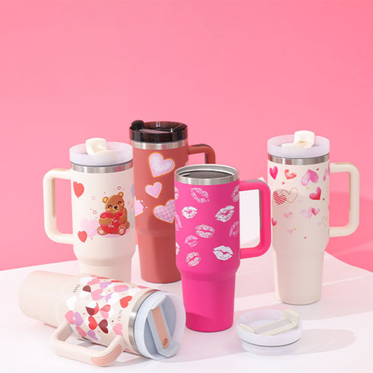 Tumbler With Handle Straw Insulated, Stainless Steel Spill Proof Vacuum Mug